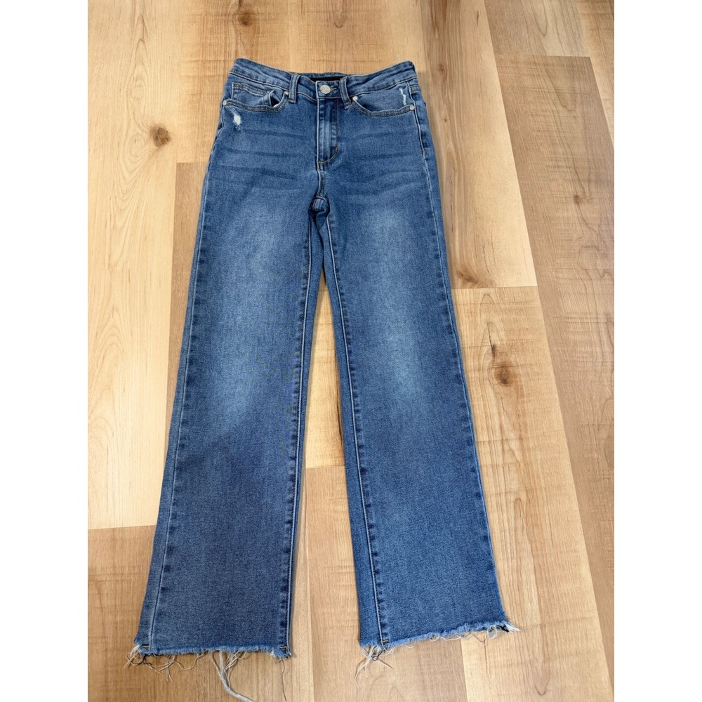 Joe's Jeans Girls Blue Straight Leg Raw Hem Distressed Denim Pants Size 12